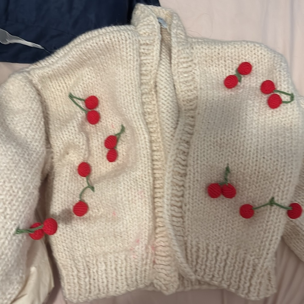 Myracle Cherry handmade wool caridgan